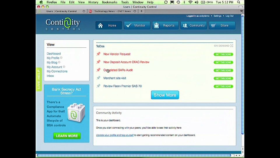 FinovateSpring 2010 – ContinuityControl
