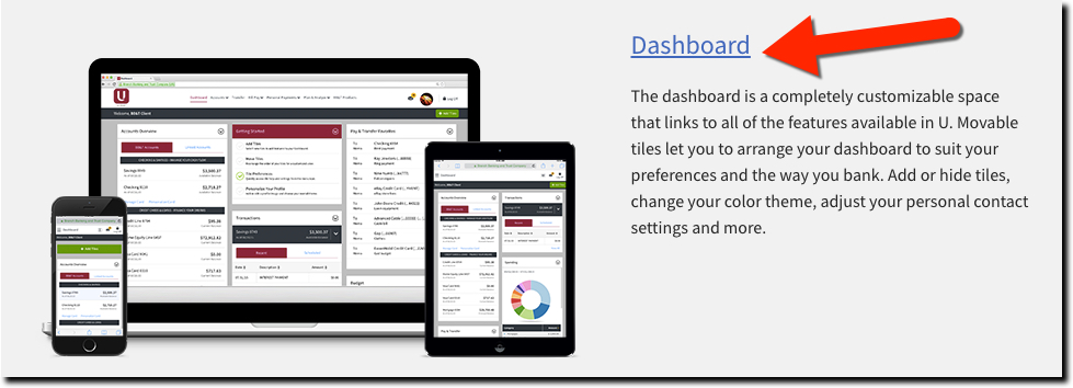 BB&T's U digital banking is centered around a "Dashboard"