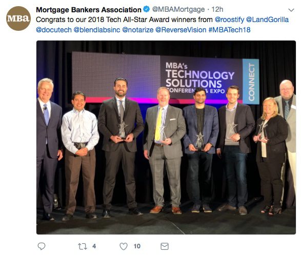 Blend, Roostify Earn Honors at MBA Insights 2018 Tech All-Star Awards