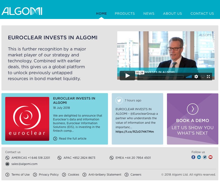 Algomi Picks Up Investment from Euroclear