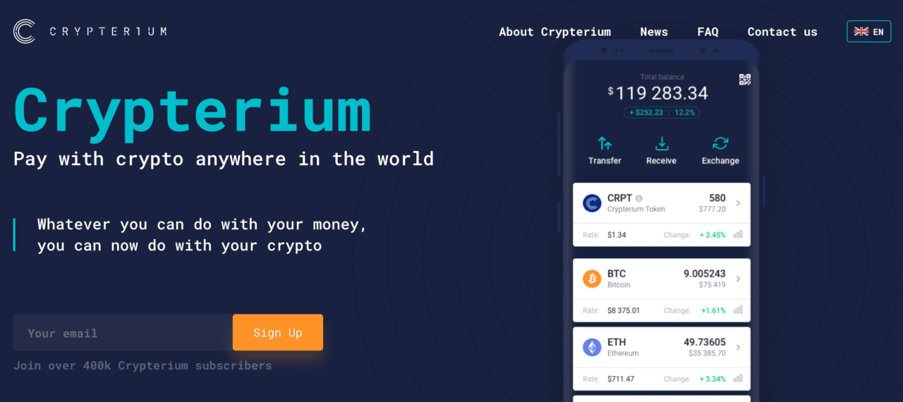 Crypterium Releases Crypto-Fiat Solution