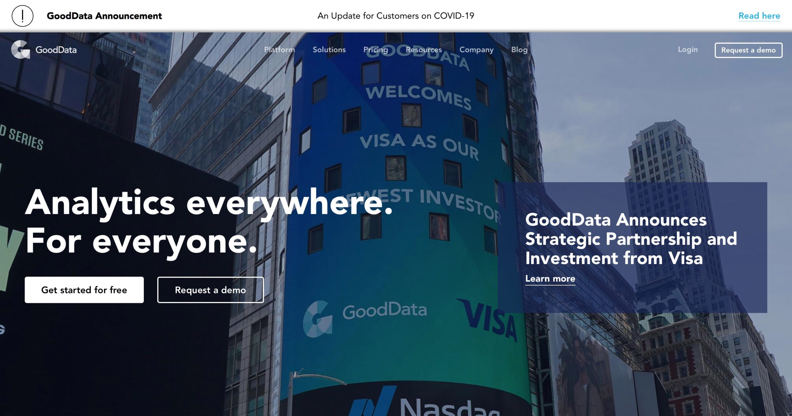 Visa Backs GoodData in New Strategic Partnership and Investment